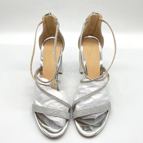 Jewel Badgley Mischka Womens Size 9 Gale Silver Dress Sandals Heels Shoes - Picture 3 of 16